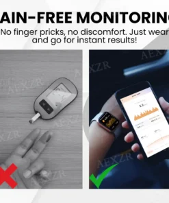 Glycenx™ AI Blood Glucose Monitoring Wristband - Forget Finger Pricks—Track Your Glucose with Ease!