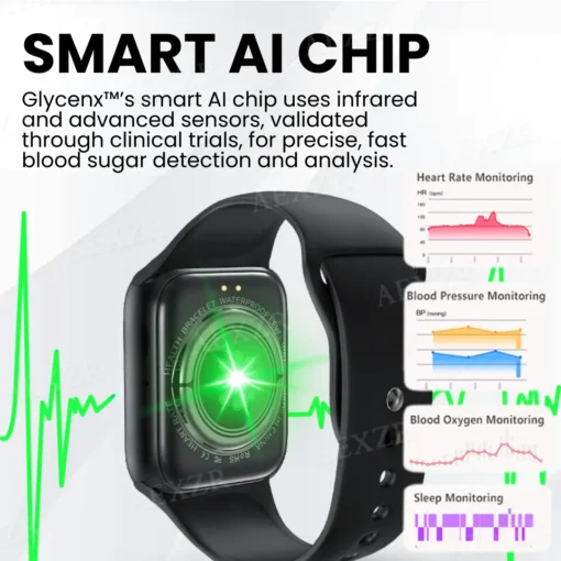 Glycenx™ AI Blood Glucose Monitoring Wristband - Forget Finger Pricks—Track Your Glucose with Ease!